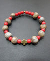 Howlite bracelet with howlite cross-Christianity Art