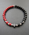 Howlite bracelet with howlite cross-Christianity Art