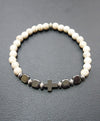 Howlite bracelet with howlite cross-Christianity Art