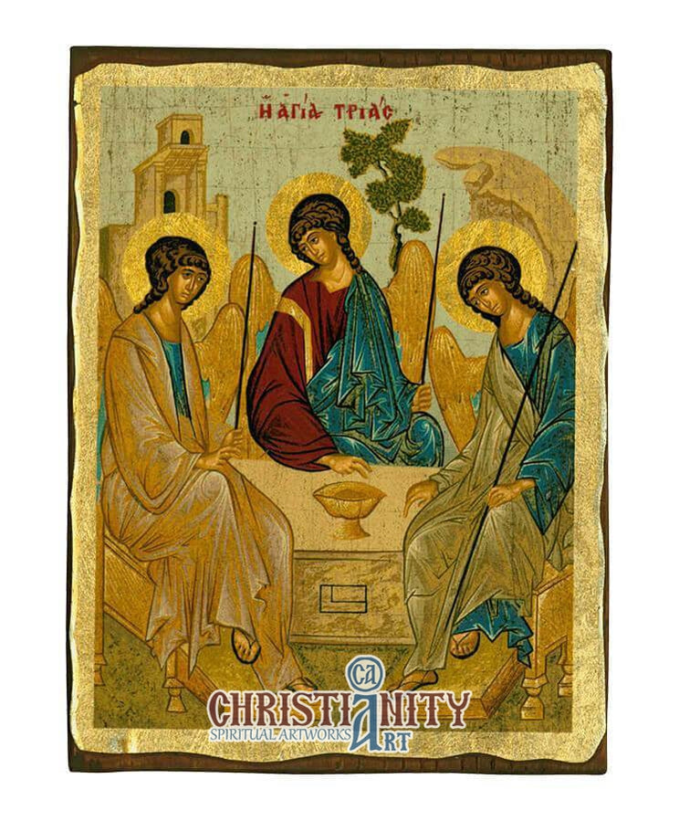 The Holy Trinity - Aged Byzantine Icon Reproduction - Christianity Art ...
